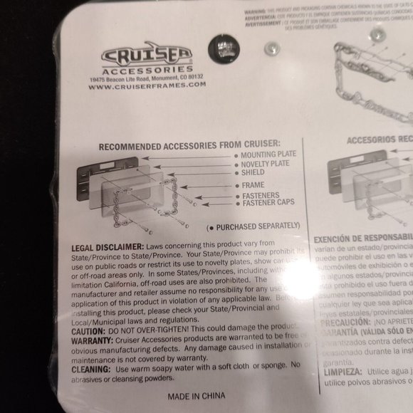 Cruiser Accessories License Plate Frame PRINCESS Style Stud Crown Slivery Chrome - Picture 5 of 6